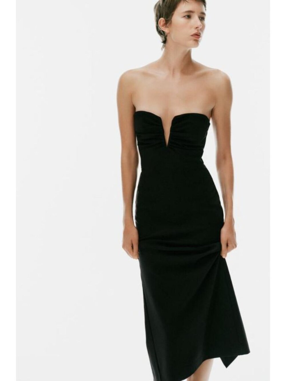 ZARA RUCHED CUTOUT MIDI DRESS 4772/214/800